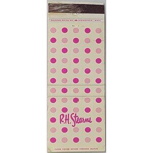 Matchbook Cover RH Stearns Department Store Boston MA Pink Purple Polka Dots FS